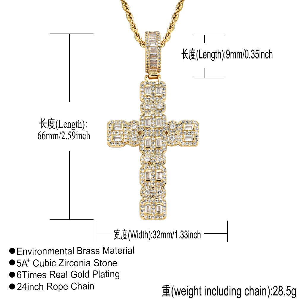 Hip Hop Light Luxury Fashion Copper Pendant Necklace for Men and Women