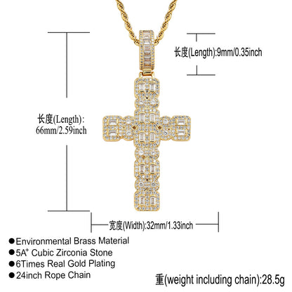 Hip Hop Light Luxury Fashion Copper Pendant Necklace for Men and Women