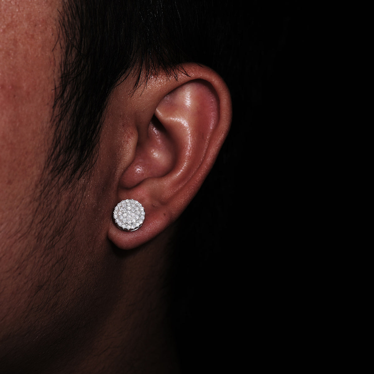 925 Silver Round Moissanite Stud Earrings for Men and Women - Iced Out Hip Hop Geometric Earrings product image