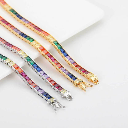4 mm Multicolor Square CZ Tennis Copper Bracelet - CHA033