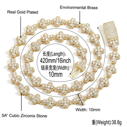 Hip Hop Butterfly Tennis Chain Cubic Zirconia Pendant Necklace for Men