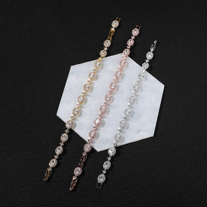 Emerald Green Oval Cubic Zirconia Tennis Bracelet in Gold, Silver & Rose Gold Tone