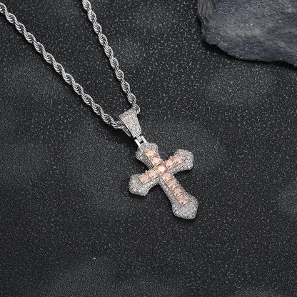 Colorful Cross Pendant Necklace for Men Women, Hip Hop Rope Chain Jewelry