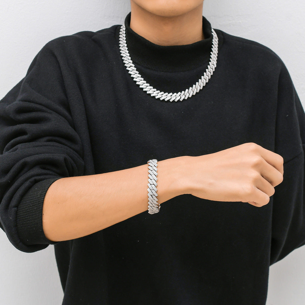 Hip Hop Cuban Link Cubic Zirconia Bracelet for Men