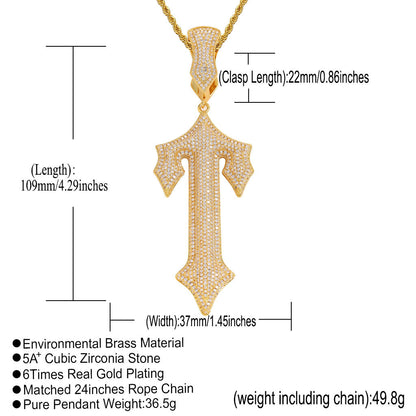 Hip Hop Vintage Cross Copper Pendant Necklace for Men and Women