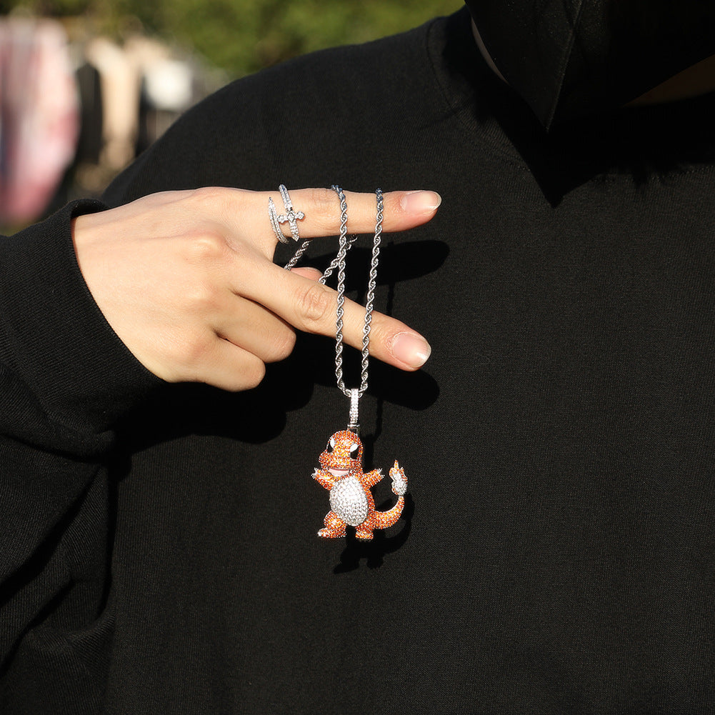 Iced Out Cartoon Monster Pendant Necklace with Cubic Zirconia Hip Hop Chain product image