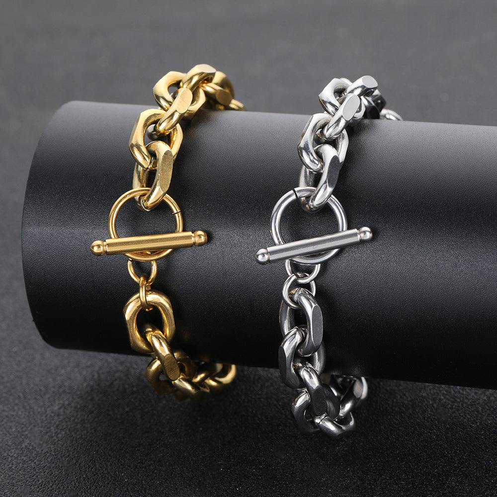 9 mm Polished Oval Link Hip Hop Bracelet with Stainless steel Base - CHA060 product image