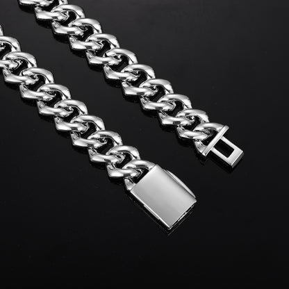 Iced Out Double Row Cuban Link Chain Necklace or Bracelet in Copper with Cubic Zirconia