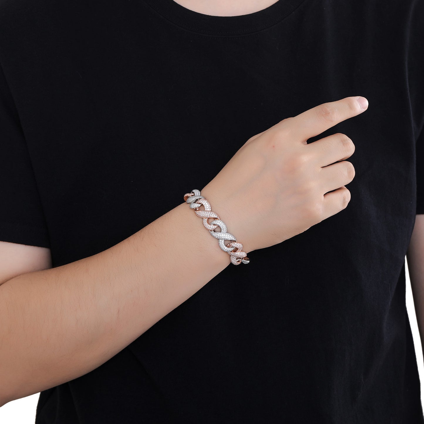 Hip Hop Cuban Link Cubic Zirconia Bracelet for Men