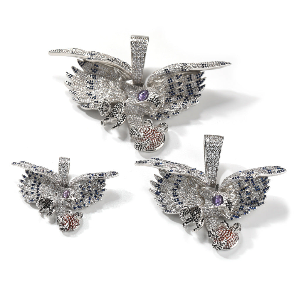 Iced Eagle Pendant Necklace for Men & Women with Cubic Zirconia Hip Hop Statement Chain
