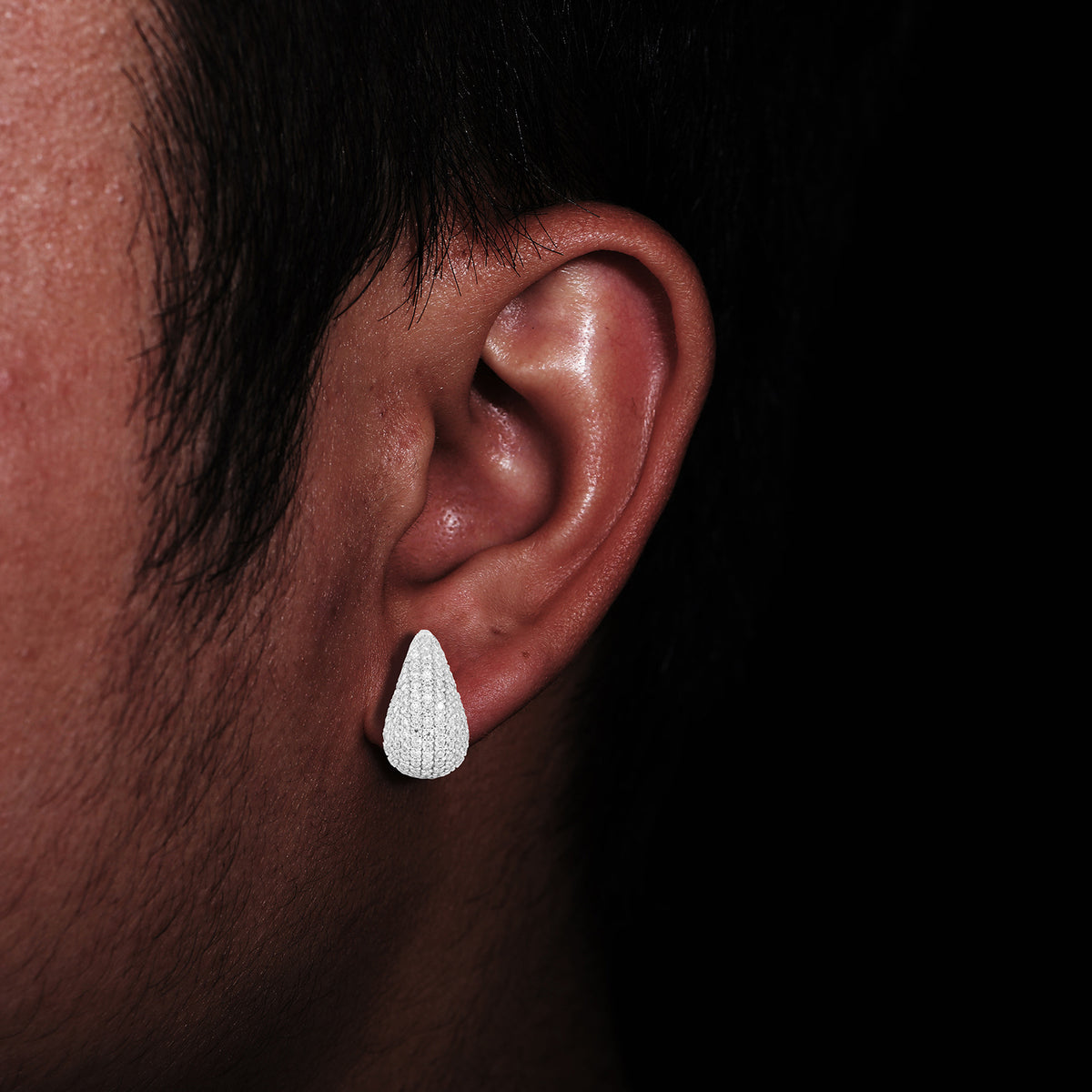 Iced Out Moissanite Teardrop Stud Earrings for Women and Men in Gold Tone or White Platinum Tone product image