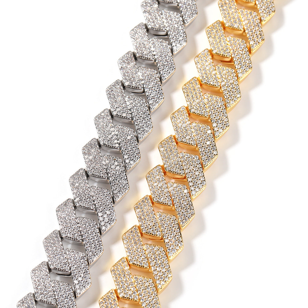Iced Out Cuban Link Chain Bracelet for Women & Men - Gold Plated or Silver Plated Statement Bracelet, 7 Inch / 8 Inch product image