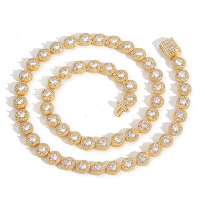 Hip Hop Round Iced Link Cubic Zirconia Necklace for Men
