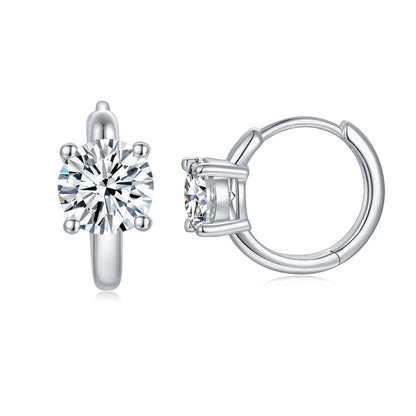 Round Cut Four-Prong Stud Earrings for Women, Everyday Pierced Jewelry