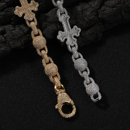 Men’s Iced Out Cross Pendant Necklace – Gold Plated & Silver Plated Hip Hop Statement Chain
