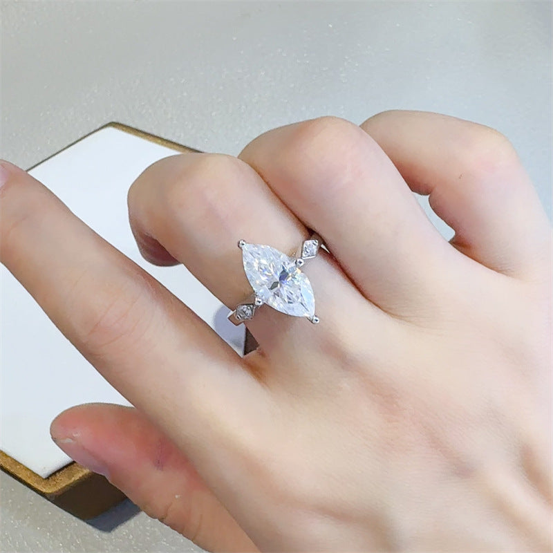 Marquise Moissanite Ring for Women, Geometric Solitaire Engagement Style Ring, 2 Carat or 3 Carat product image
