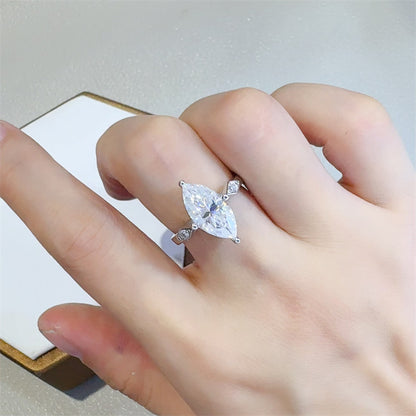 Marquise Moissanite Ring for Women, Geometric Solitaire Engagement Style Ring, 2 Carat or 3 Carat