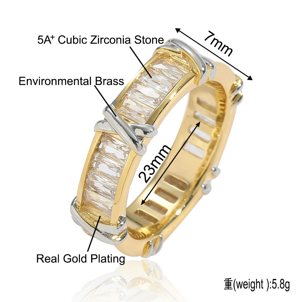 Hip Hop Minimalist Square Cubic Zirconia Ring for Men