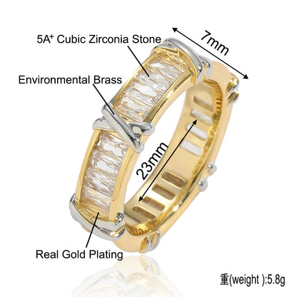 Hip Hop Minimalist Square Cubic Zirconia Ring for Men