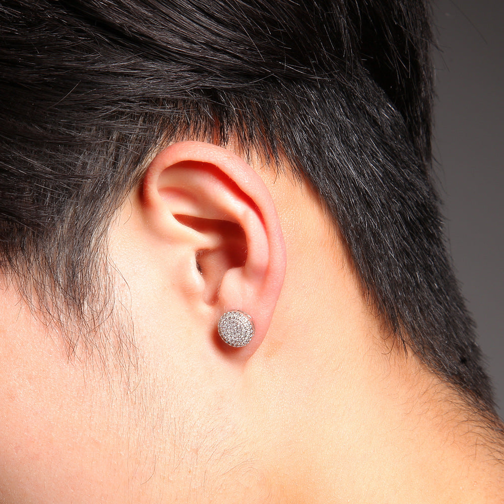 925 Sterling Silver Double Circle Stud Earrings for Women, Round Layered Hip Hop Statement Earrings