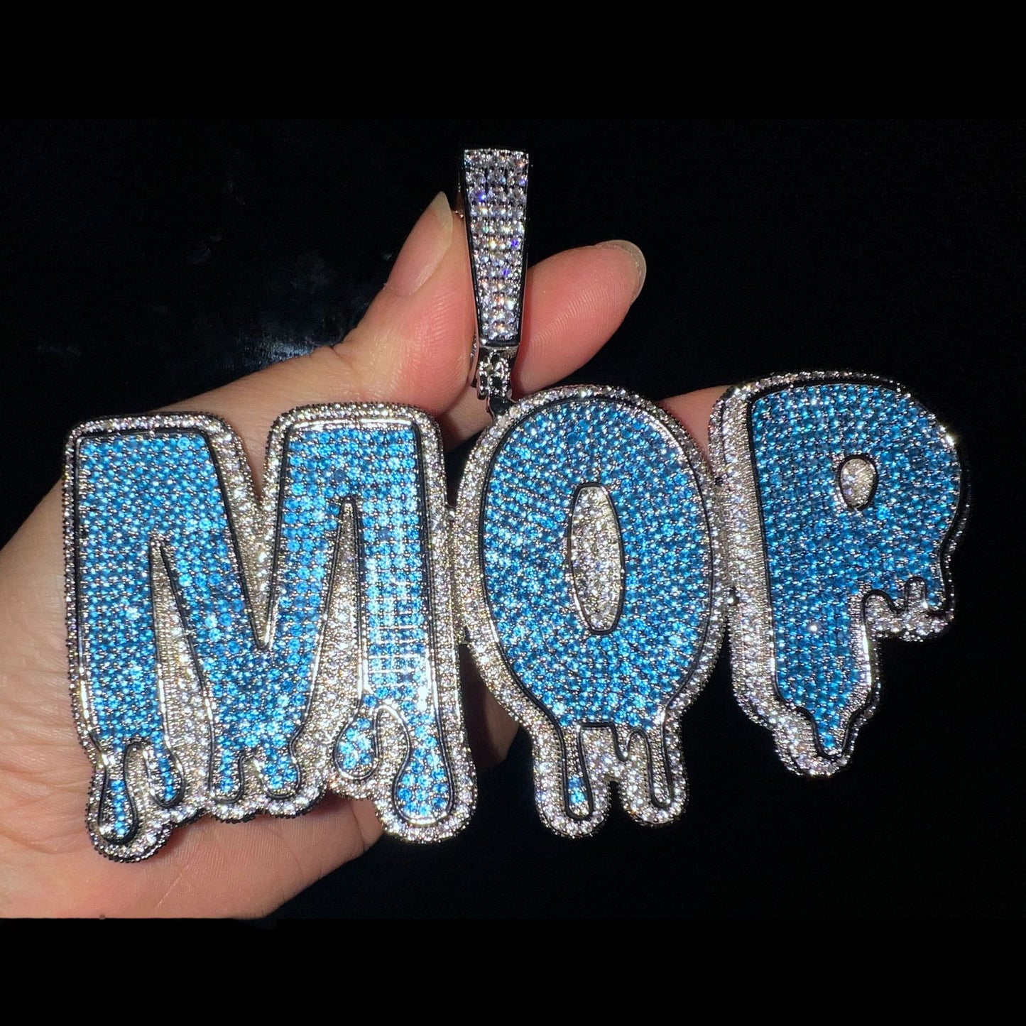 Iced Out Letter Pendant Necklace