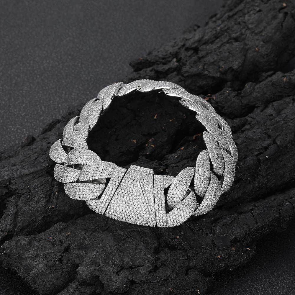 24 mm Wide Pave Cuban Copper Bracelet with Cubic Zirconia - CHA142 product image