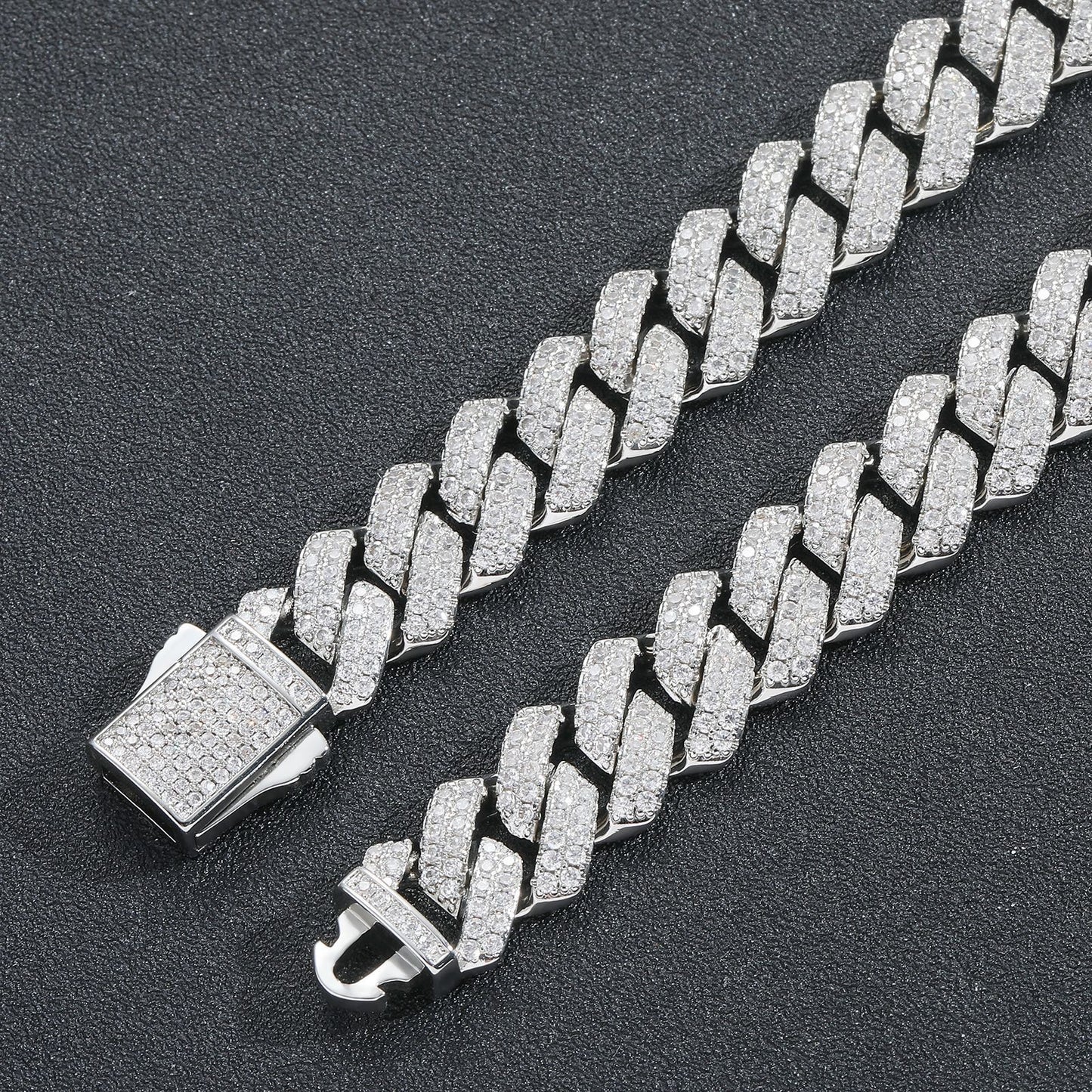 Hip Hop Diamond Shape Cuban Link Cubic Zirconia Bracelet for Men