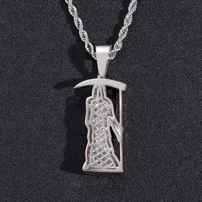 Hip Hop Skull Cubic Zirconia Pendant Necklace for Men and Women