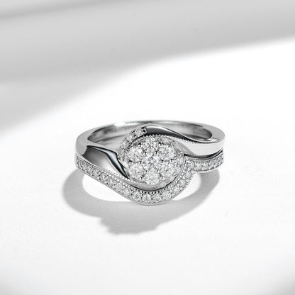 Moissanite Halo Ring Set for Women, Vintage Floral Stackable Engagement Ring, Promise Wedding Ring