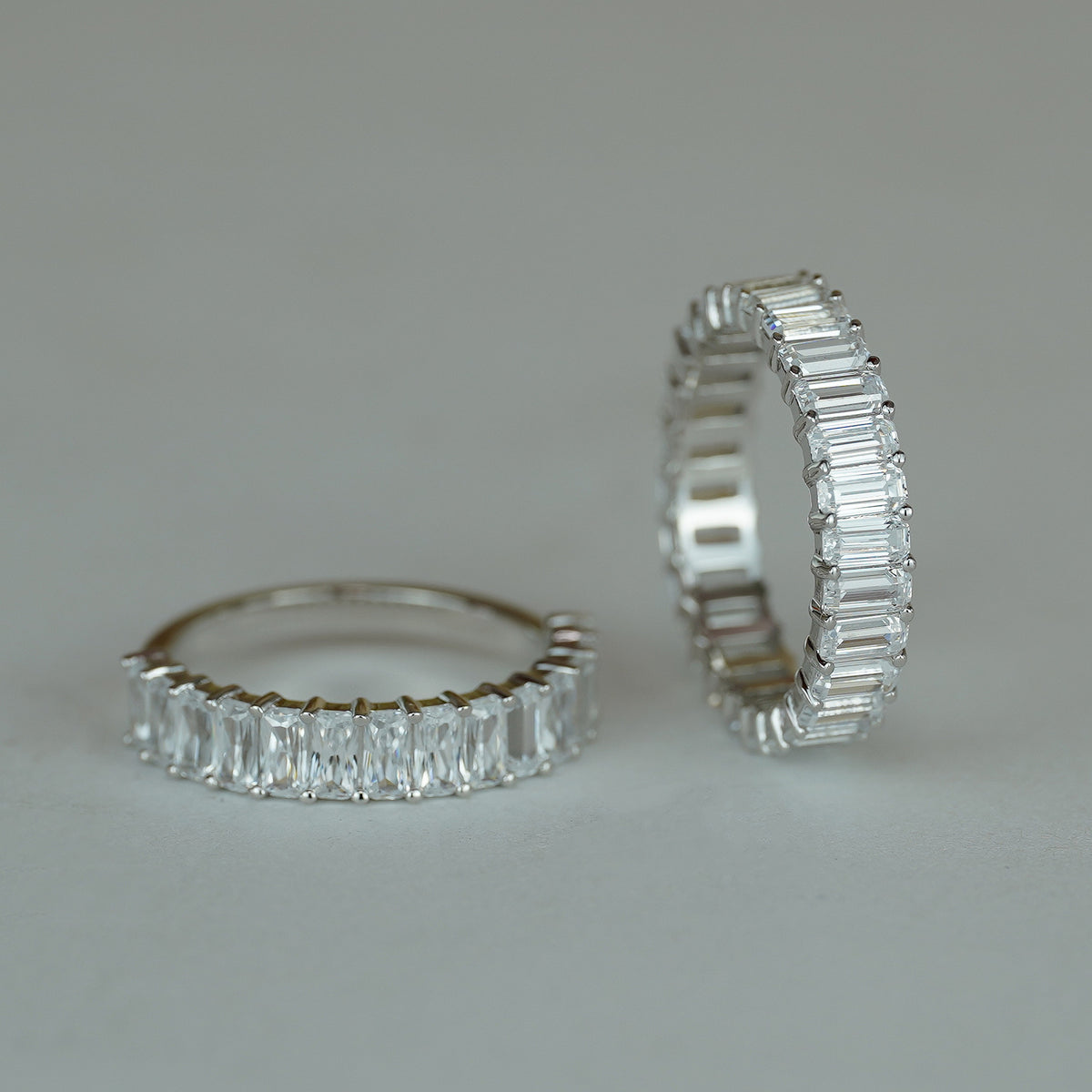 Moissanite Eternity Ring, Emerald-Cut Full Band Wedding Ring for Women product image
