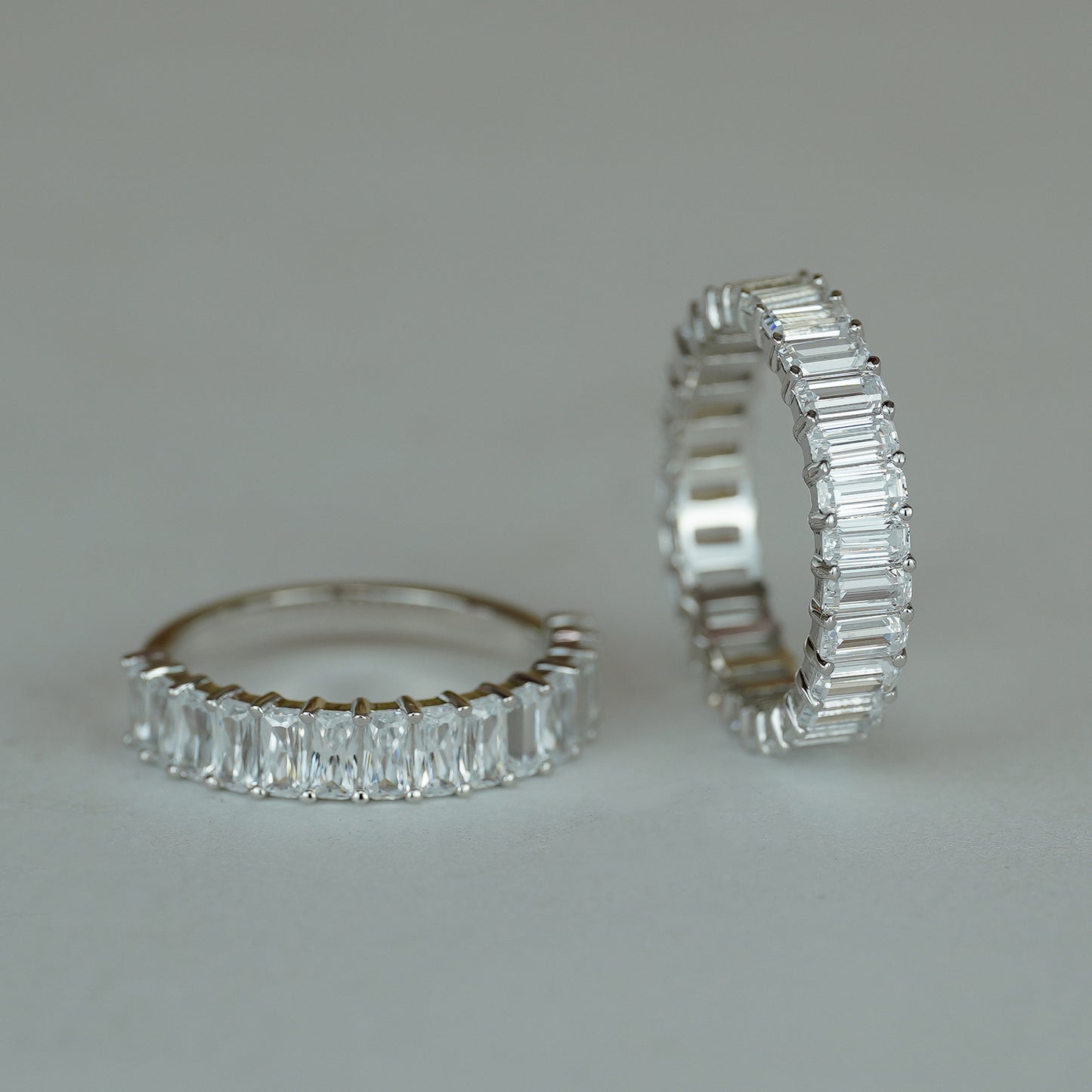 Moissanite Eternity Ring, Emerald-Cut Full Band Wedding Ring for Women product image