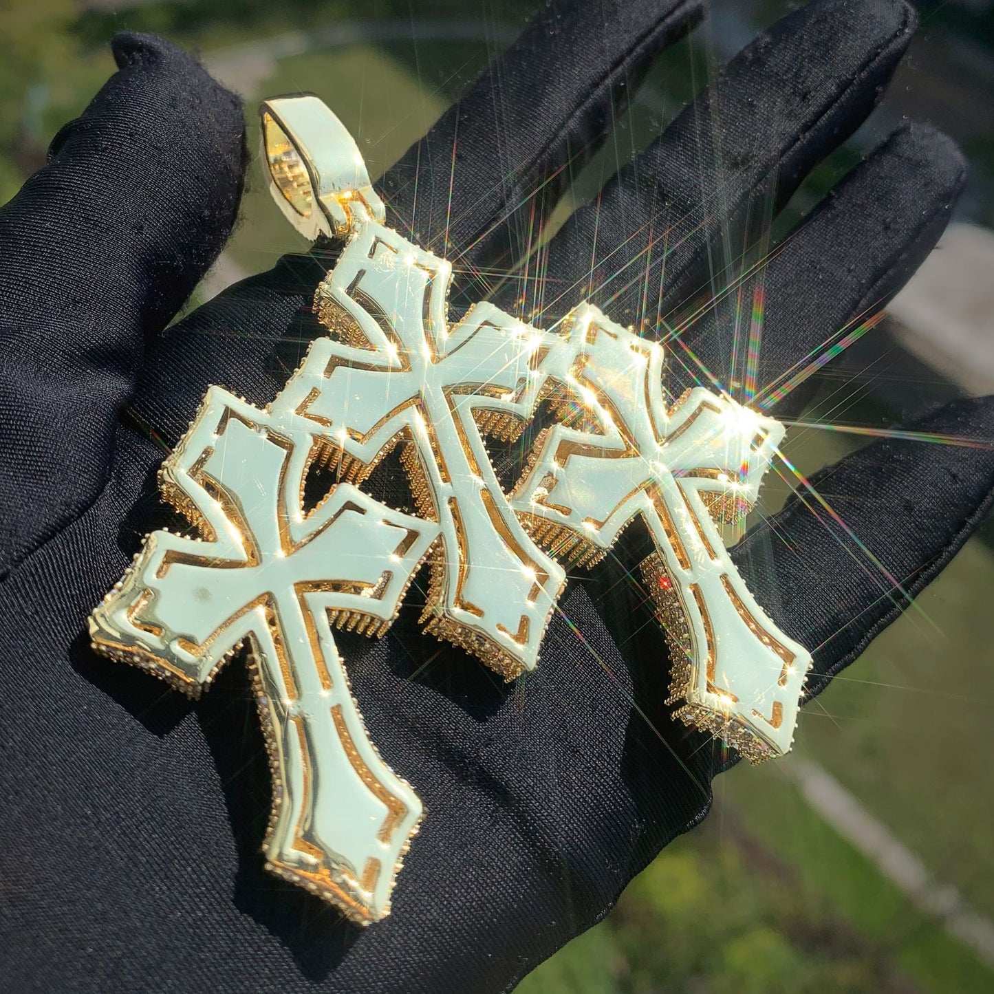 Unisex Iced Cross Pendant Necklace