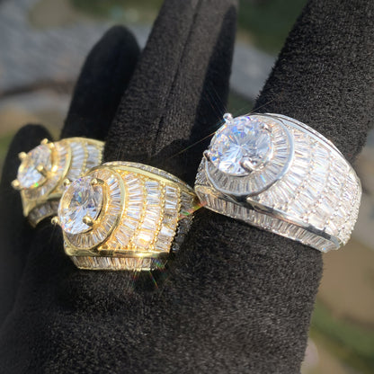 Iced Out Round Halo Statement Ring