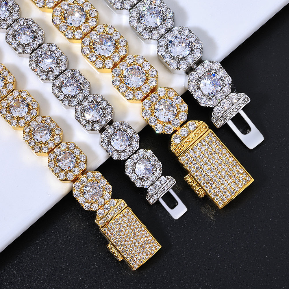 10-12 mm Square Halo CZ Link Copper Bracelet - CHA091 product image