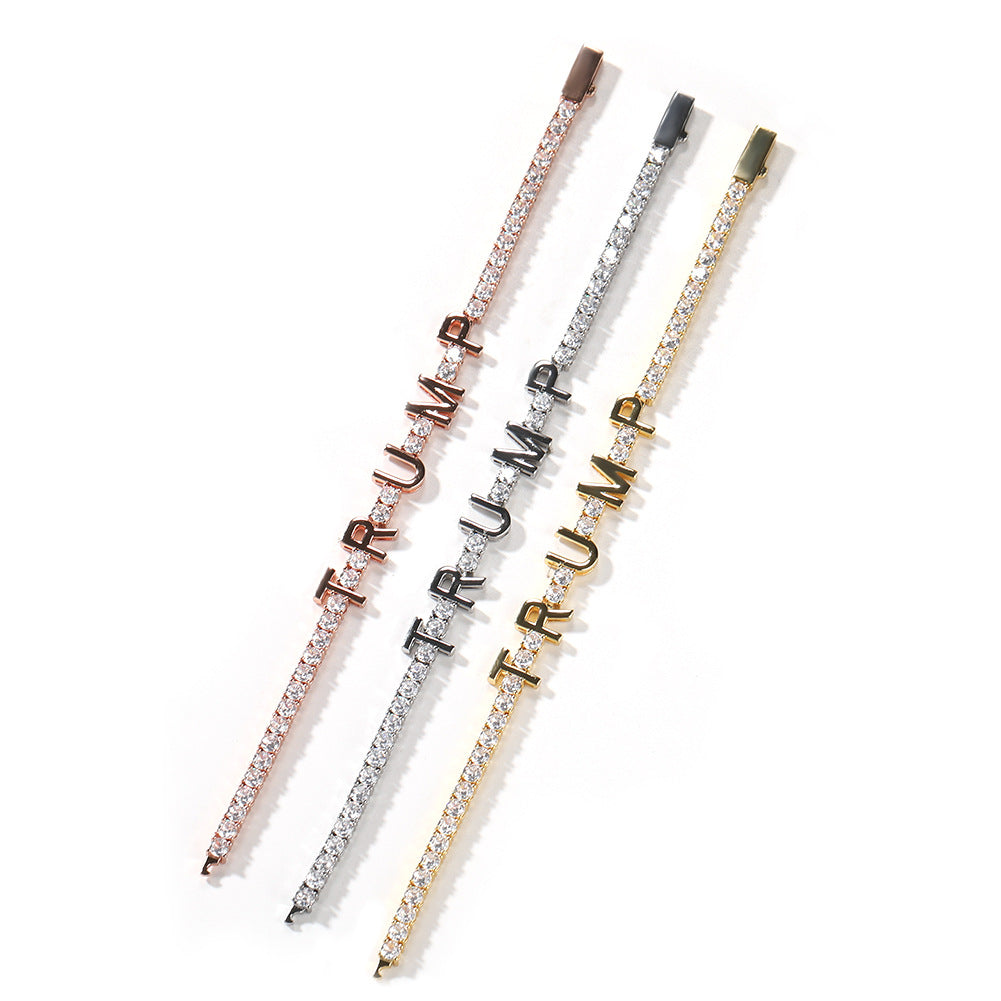 Unisex Letter Tennis Bracelet with Cubic Zirconia in Gold, Silver & Rose Gold