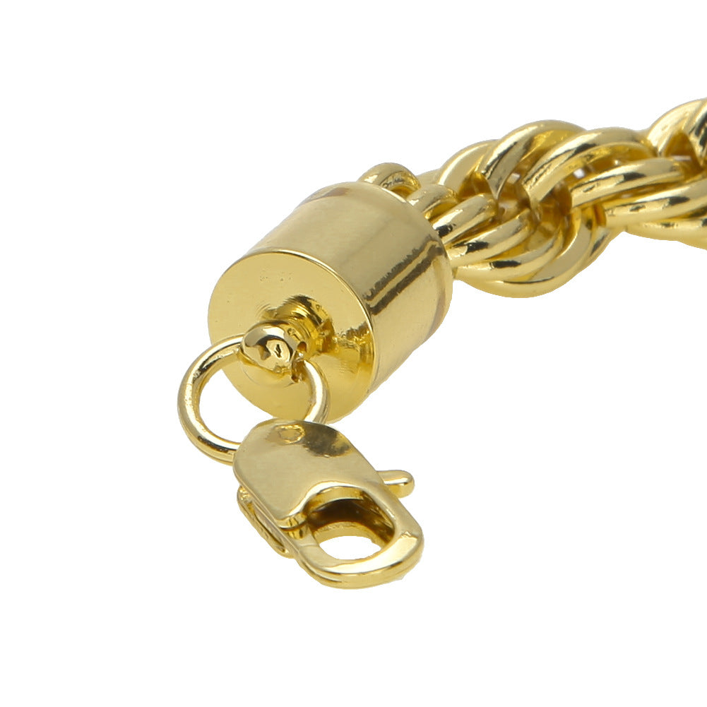 Unisex Twisted Chain Bracelet in Gold or Silver Tone, 1cm Statement Link Bracelet product image