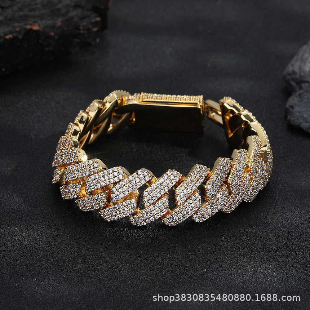 20mm Iced Cuban Link Chain Necklace & Bracelet, Cubic Zirconia Inlay, Unisex product image