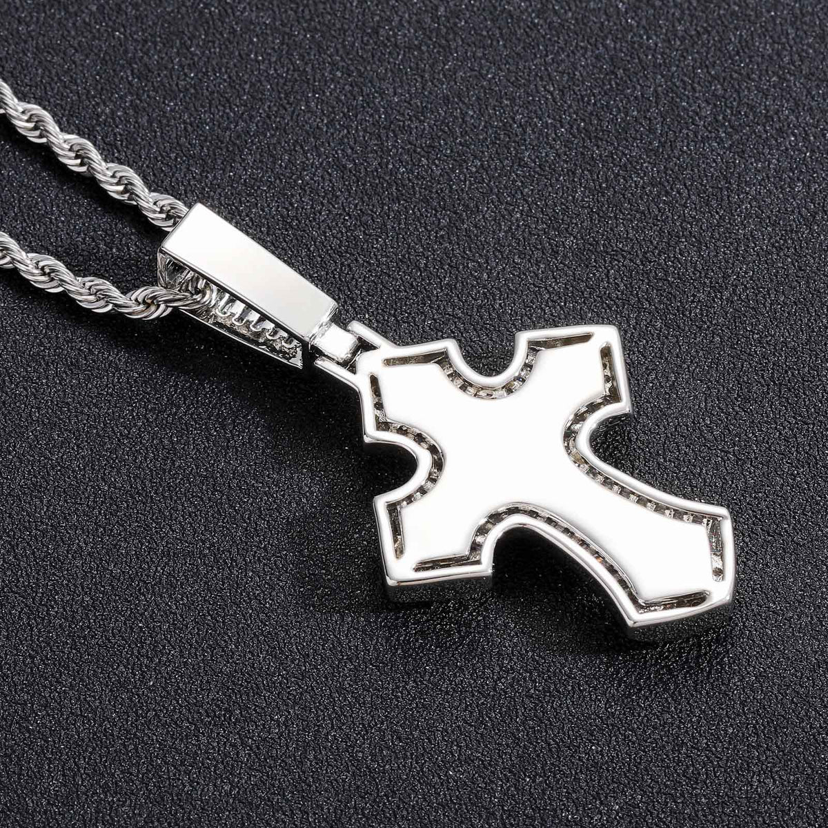Vintage Light Luxury Cross Square Cubic Zirconia Pendant Necklace for Men and Women product image