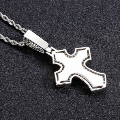 Vintage Light Luxury Cross Square Cubic Zirconia Pendant Necklace for Men and Women