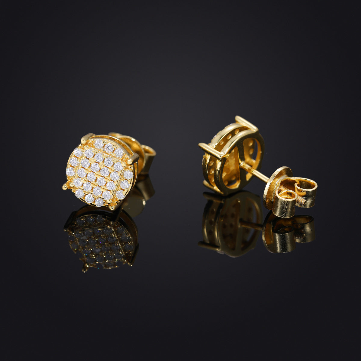 Geometric Pave Stud Earrings, Square Crystal Hip Hop Ear Studs, Unisex product image