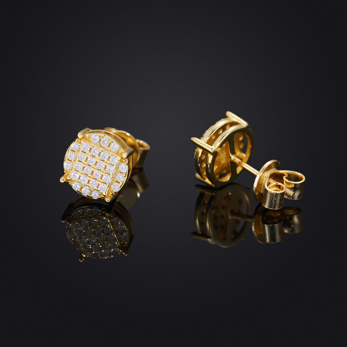 Geometric Pave Stud Earrings, Square Crystal Hip Hop Ear Studs, Unisex product image