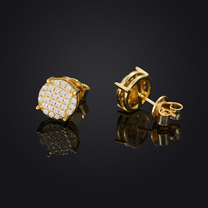 Geometric Pave Stud Earrings, Square Crystal Hip Hop Ear Studs, Unisex