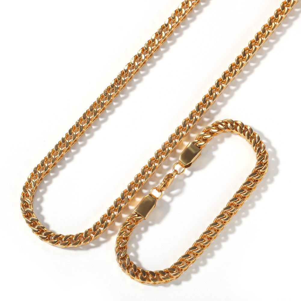 Chunky Cuban Link Chain Necklace for Women & Men - Stainless Steel Gold Plated or Silver Tone Statement Necklace product image