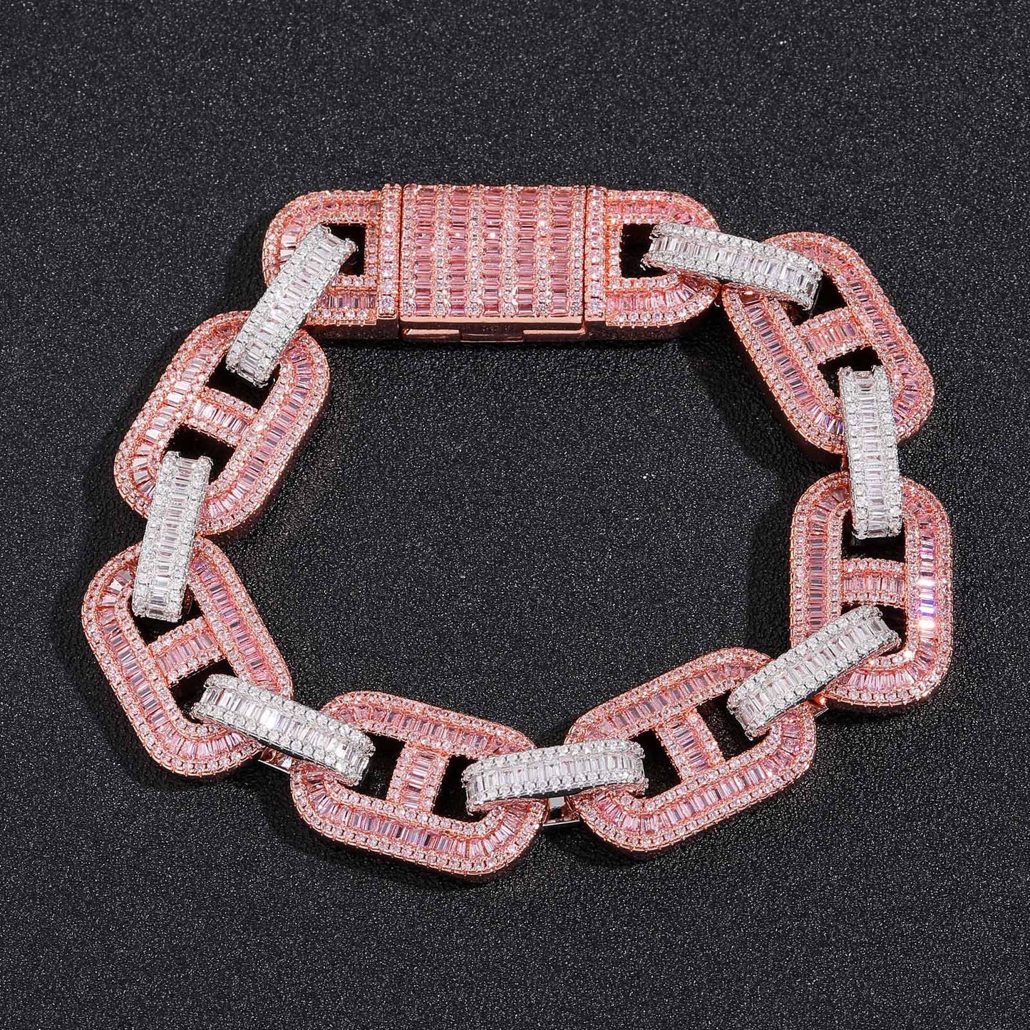 Hip Hop Square Cuban Link Cubic Zirconia Bracelet for Men