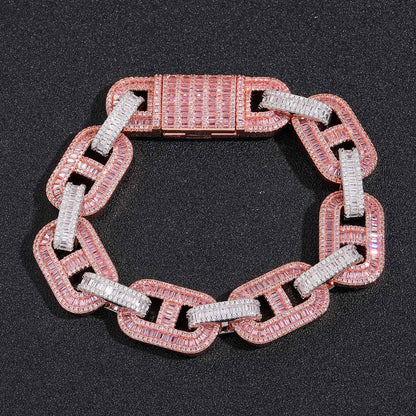 Hip Hop Square Cuban Link Cubic Zirconia Bracelet for Men