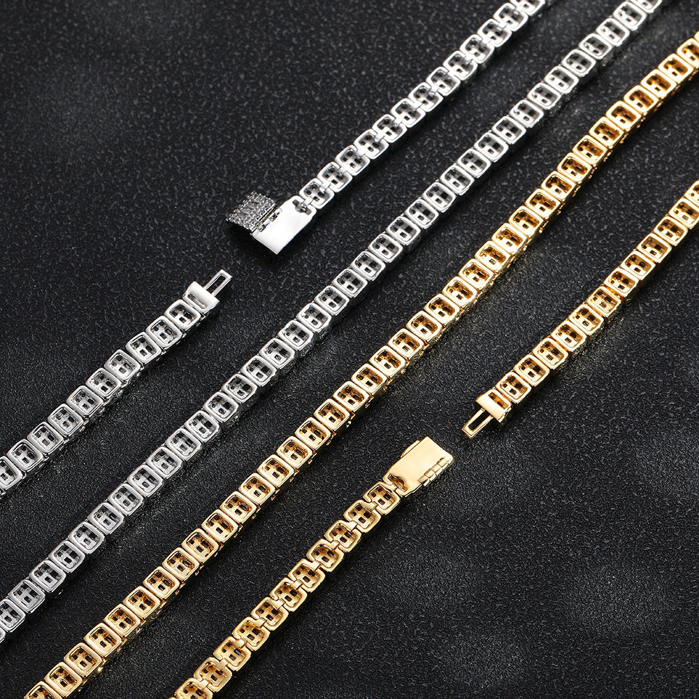 5mm Iced Out Geometric Link Bracelet, Hip Hop Chain Bracelet, Unisex