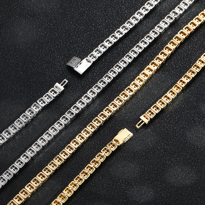 5mm Iced Out Geometric Link Bracelet, Hip Hop Chain Bracelet, Unisex
