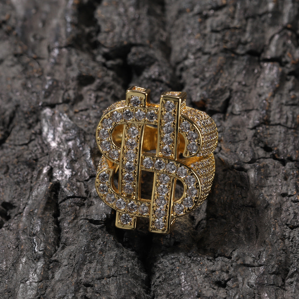 Unisex Iced Cubic Zirconia Statement Ring in Silver or Gold Color product image