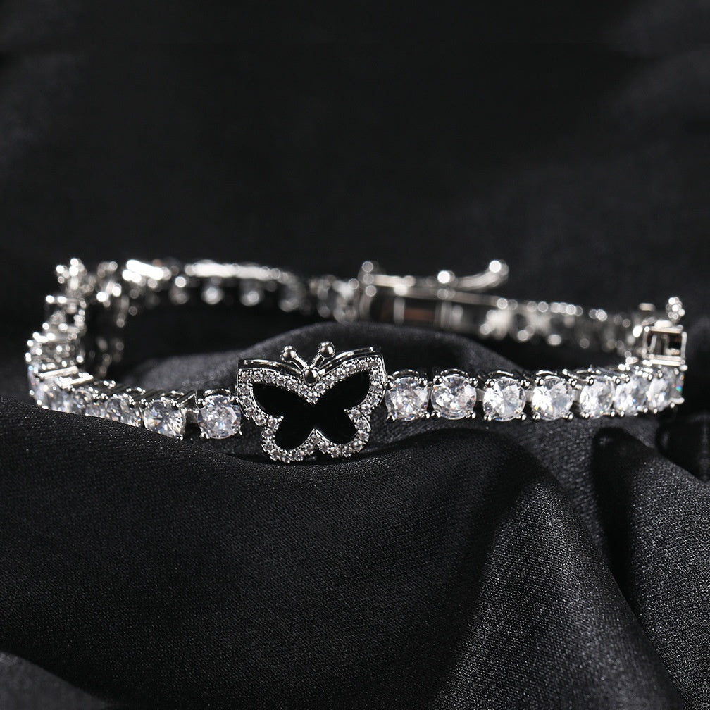 Butterfly Cubic Zirconia Chain Necklace & Bracelet for Women and Men - Gold Plated or Silver Plated Statement Jewelry