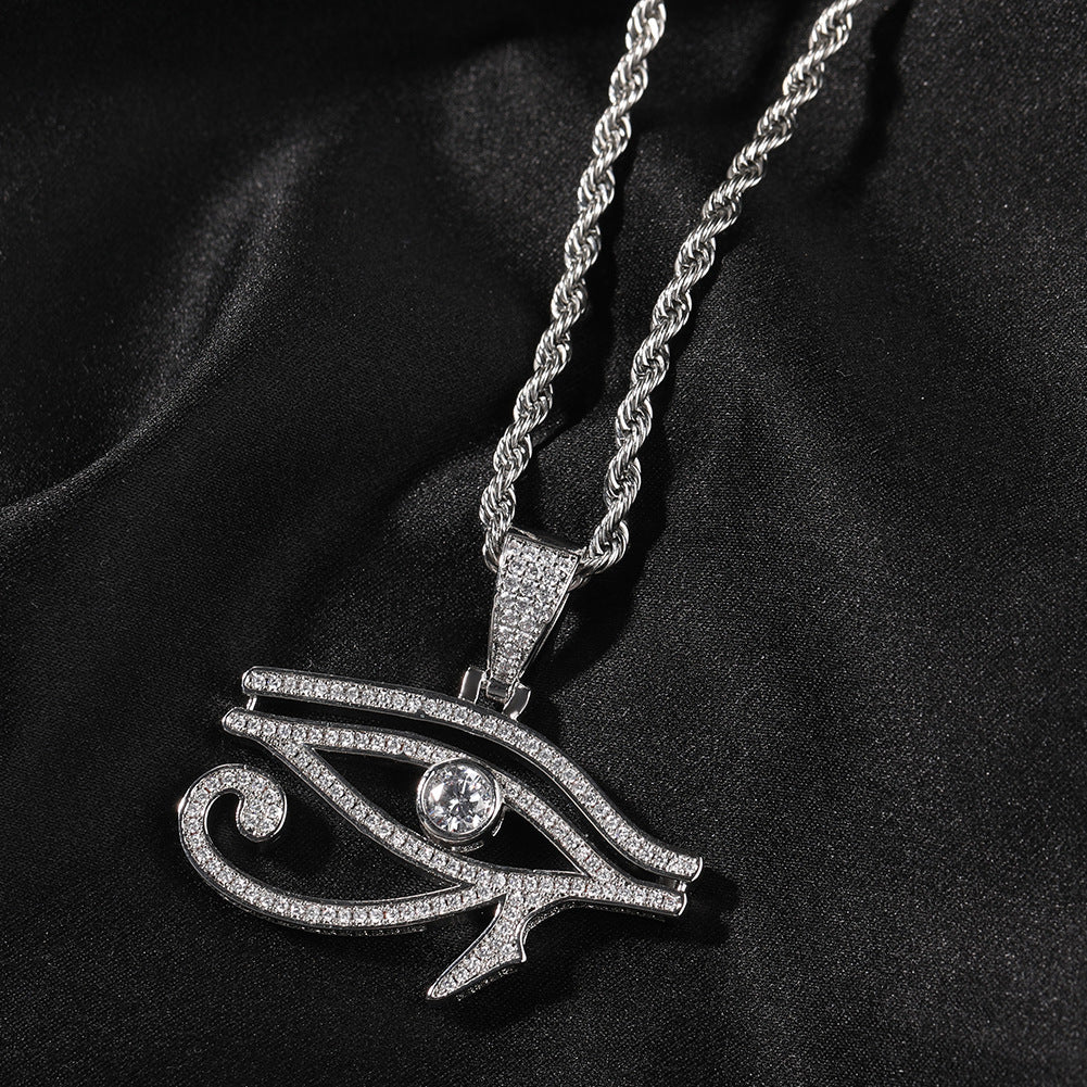 Evil Eye Pendant Necklace with Cubic Zirconia Twist Chain for Women and Men